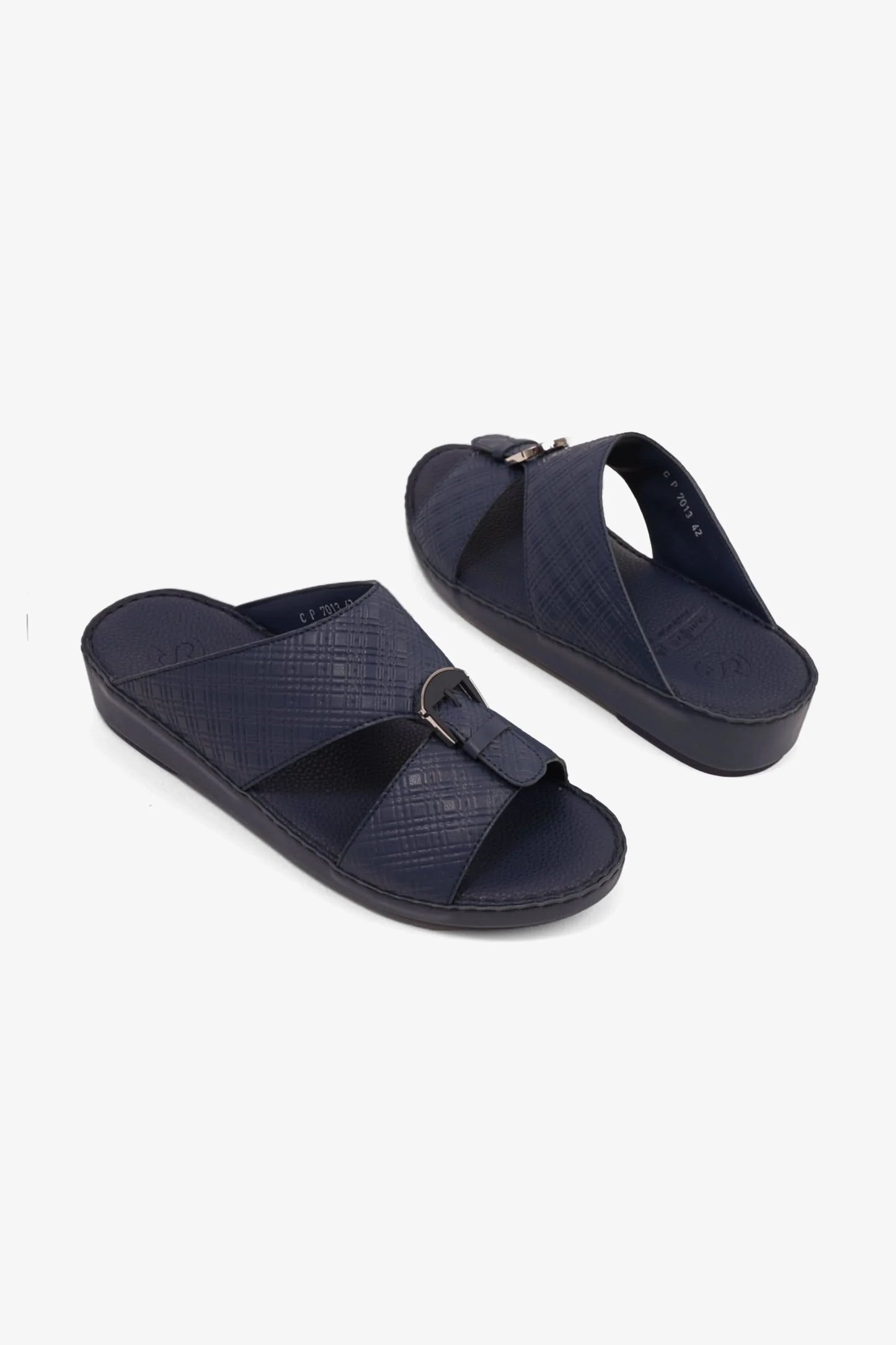 Comfort Plus Men's Cushioned Leather Slip-On Sandals Navy MSDCP7013