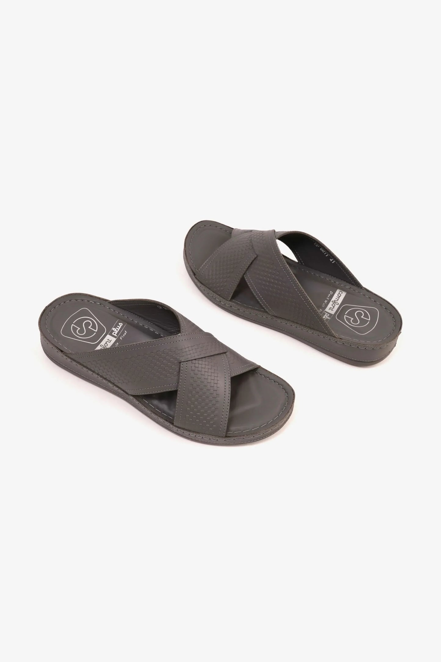 Comfort Plus Men's Silver Accent Arabic Sandals Dark Grey MSDCP6611