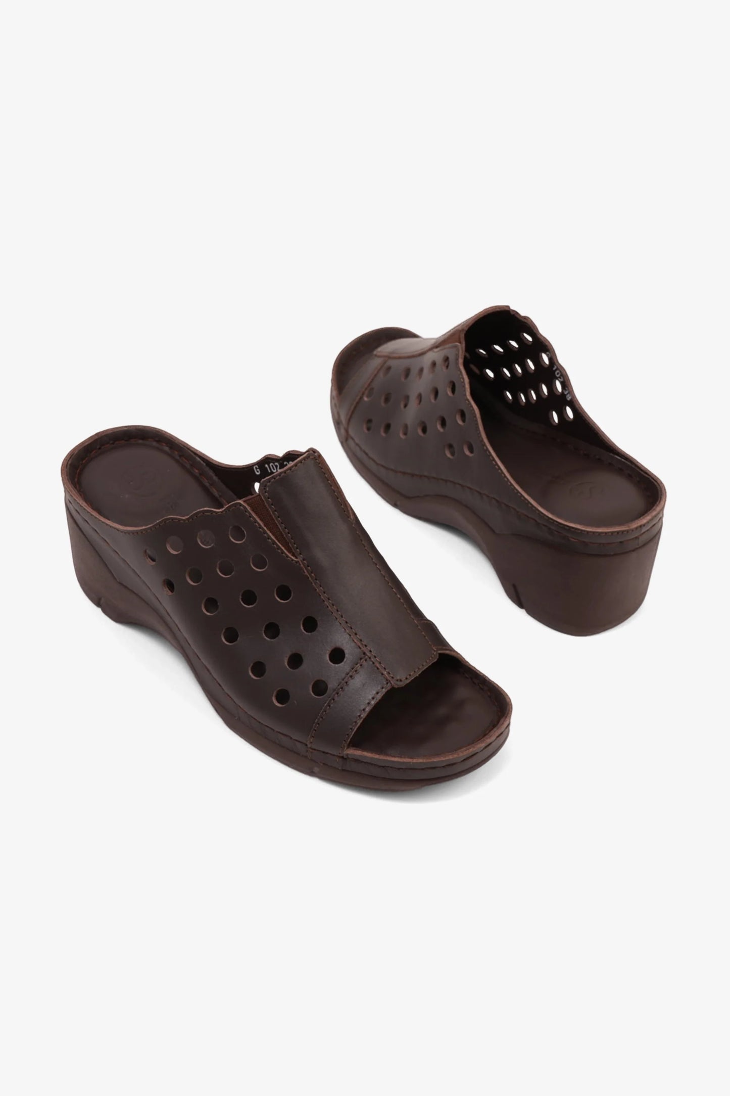 Comfort Plus Women's Perforated Wedge Sandals Brown LSDCPGG102