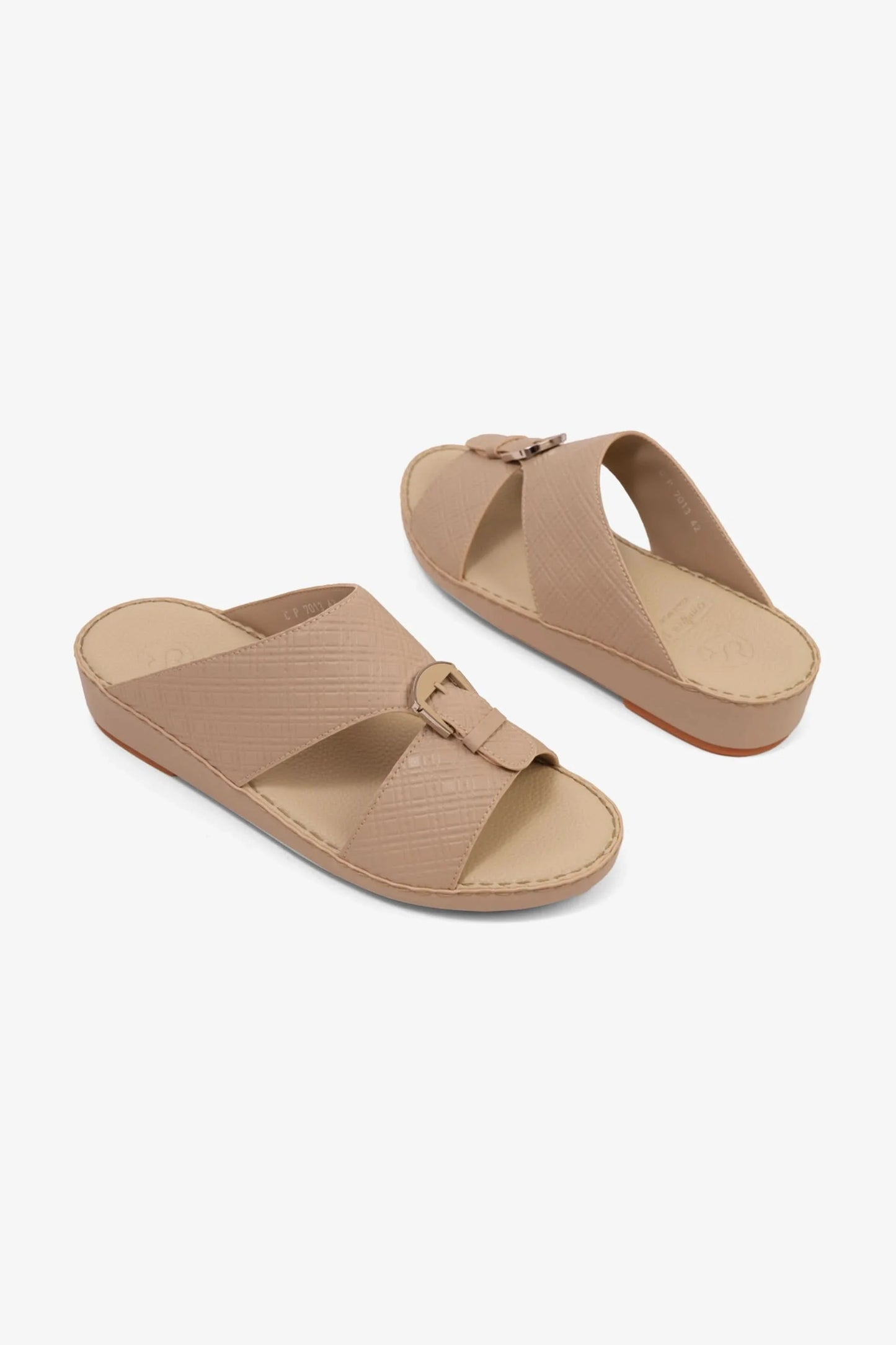 Comfort Plus Men's Cushioned Slip-On Leather Sandals Mandorla MSDCP7013