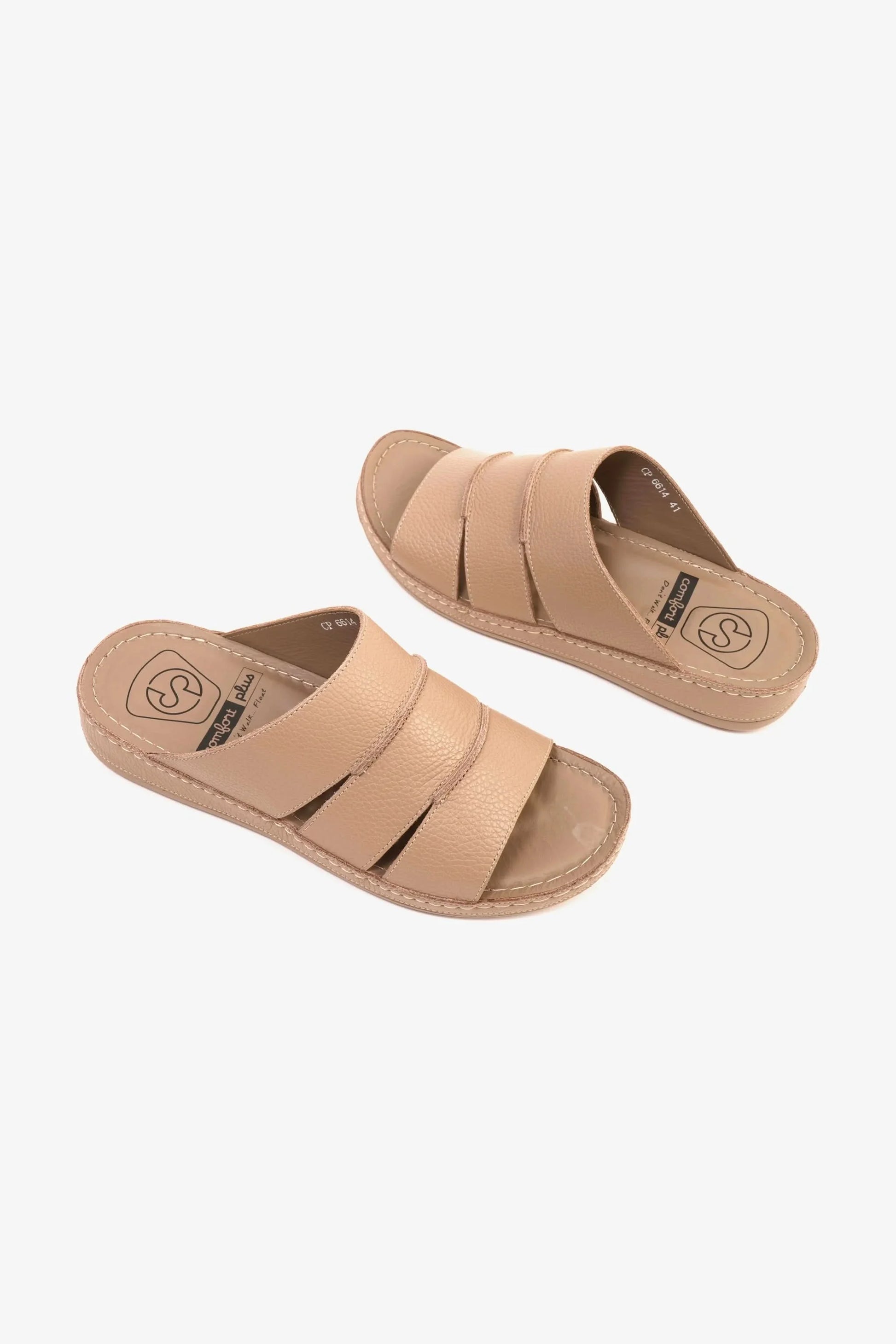 Comfort Plus Men's Leather Slide Sandals Sand MSDCP6614