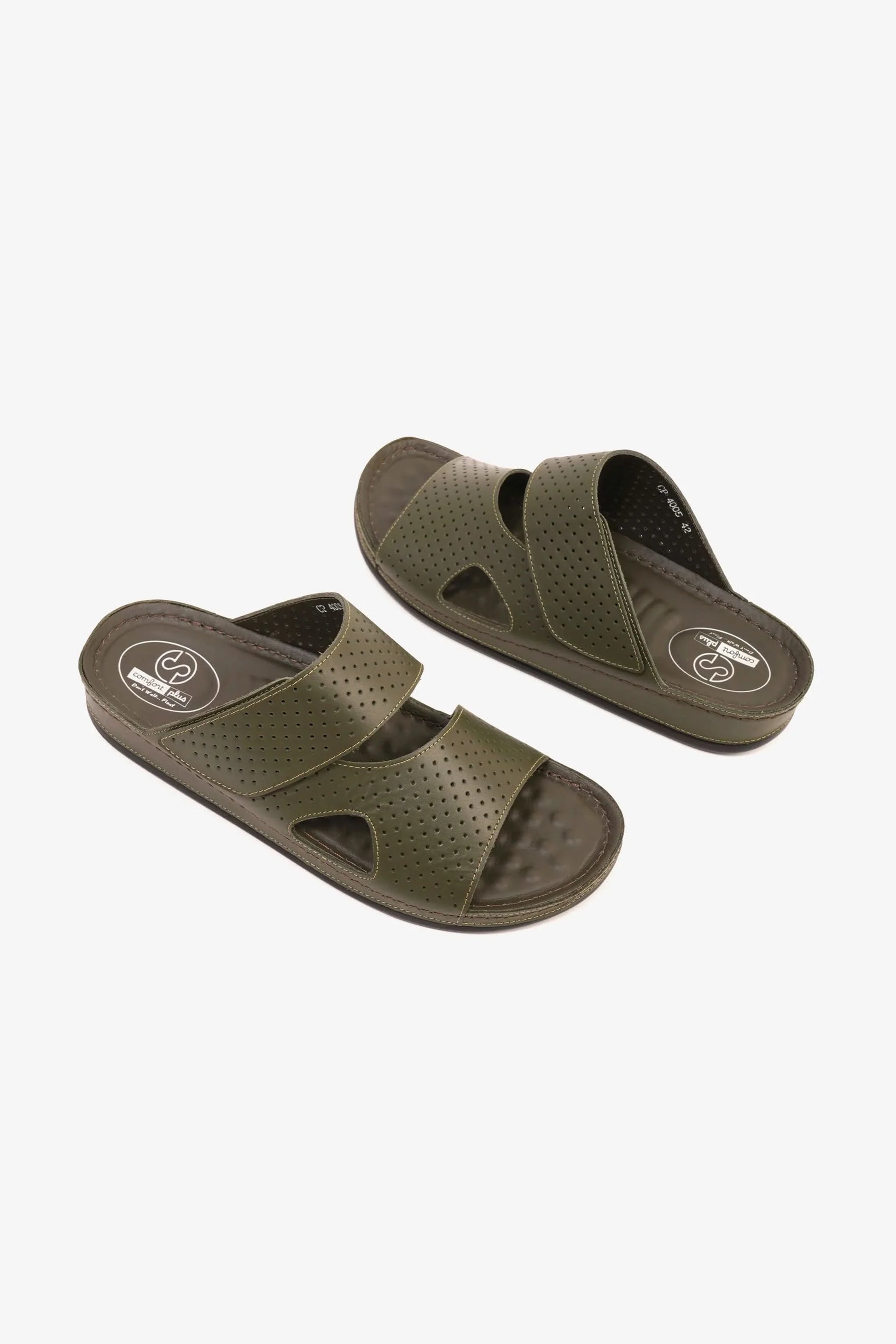Comfort Plus Men's Al Waha Textured Arabic Sandals Olive MSDCP4005