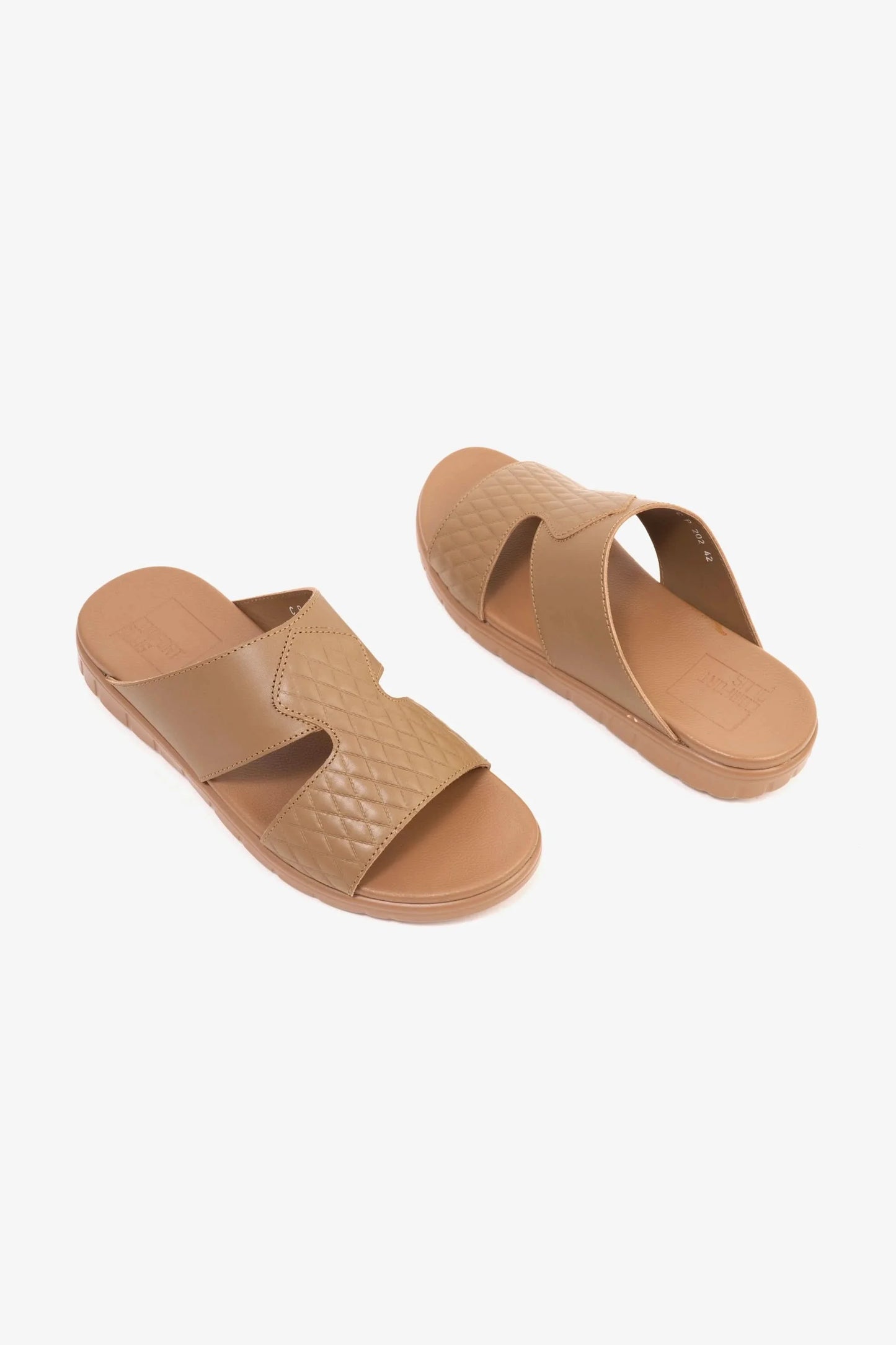Comfort Plus Men's Quilted Leather Sandals Olive Brown MSDCP202