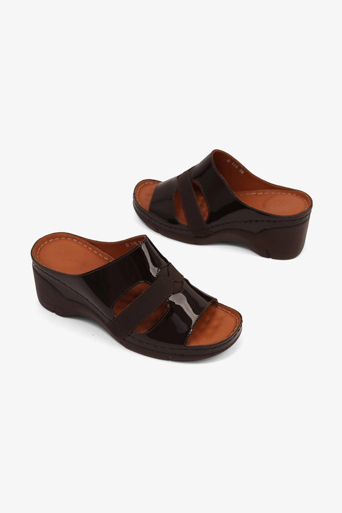 Comfort Plus Women's High Heel Arabic Sandals Brown GG115