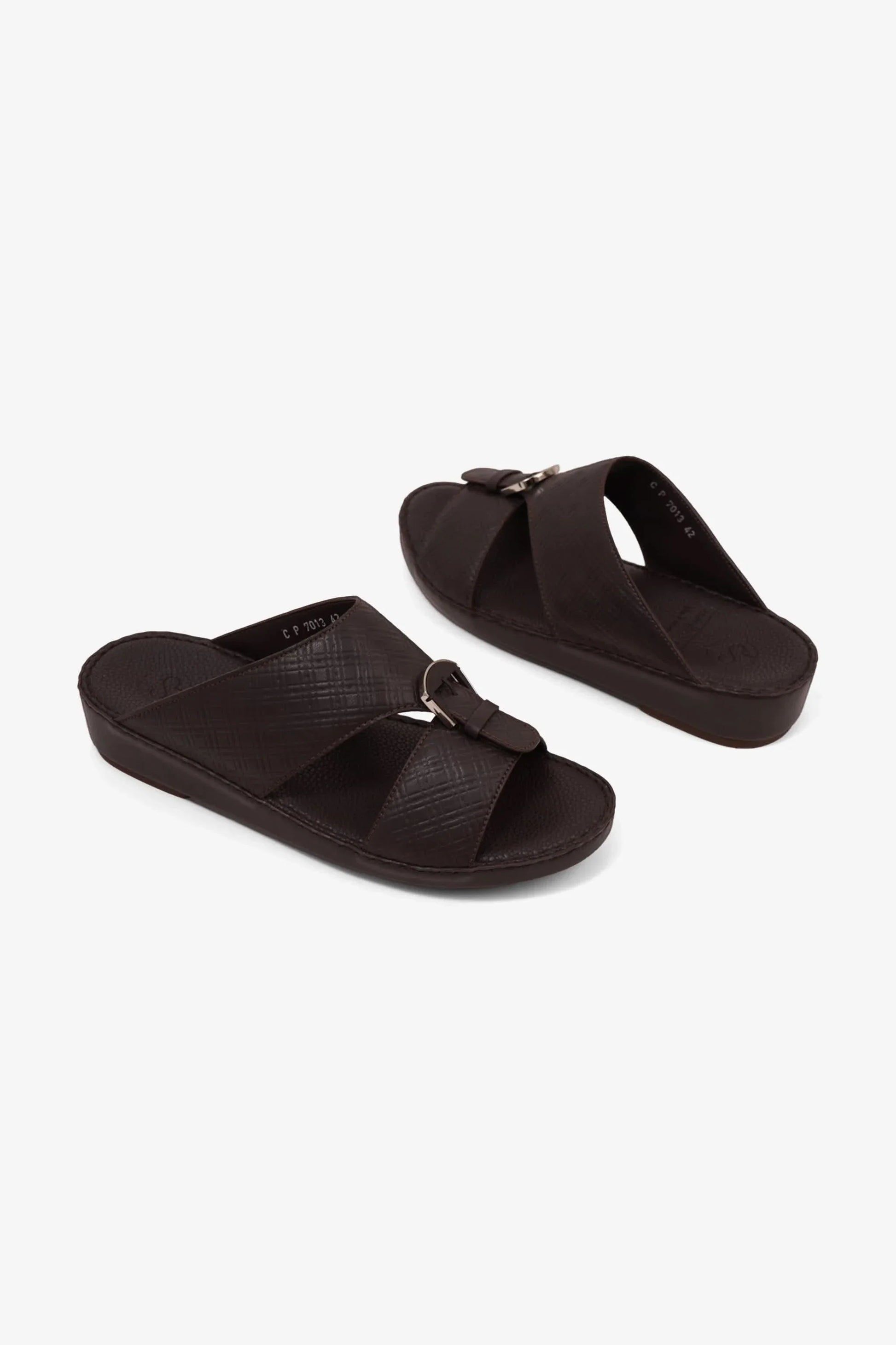 Comfort Plus Men's Cushioned Leather Arabic Sandals Brown MSDCP7013