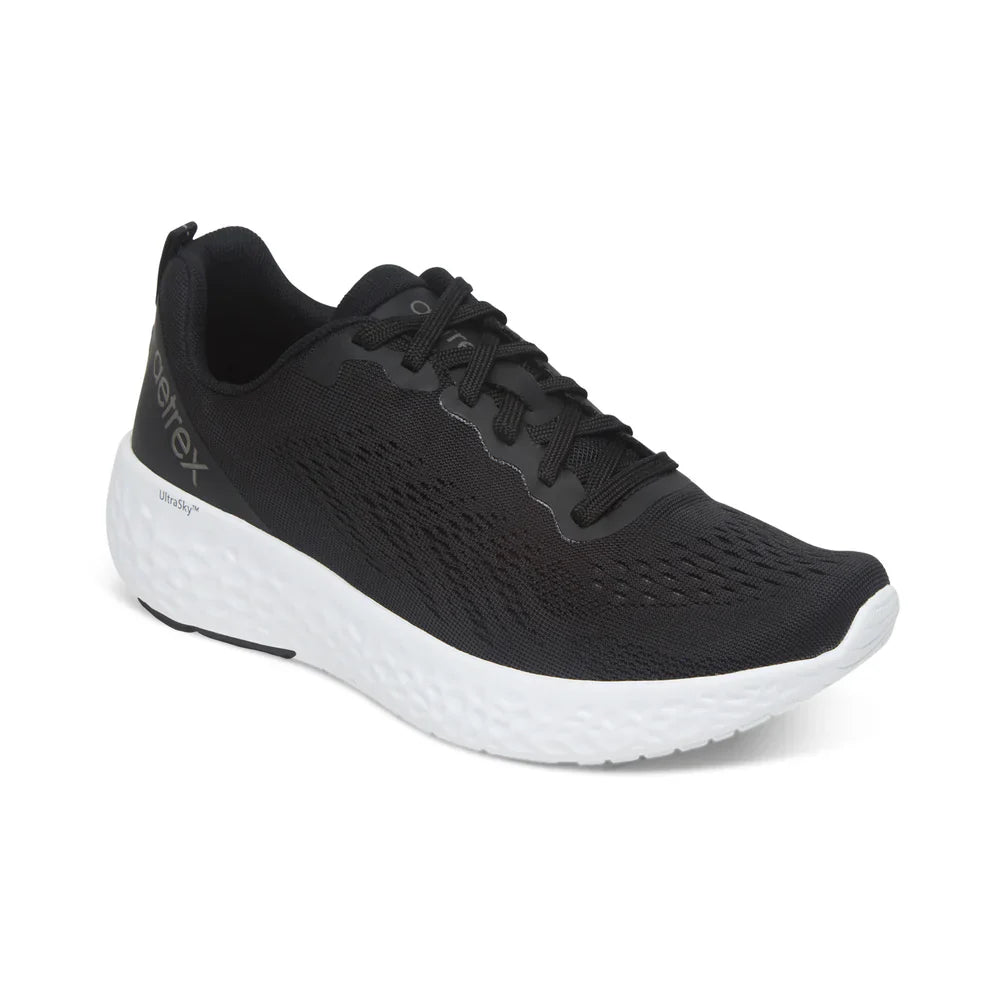AETREX LADIES DANIKA LACE UP SPORTS SHOES WIDE AP100WW - BLACK - Sole Therapy