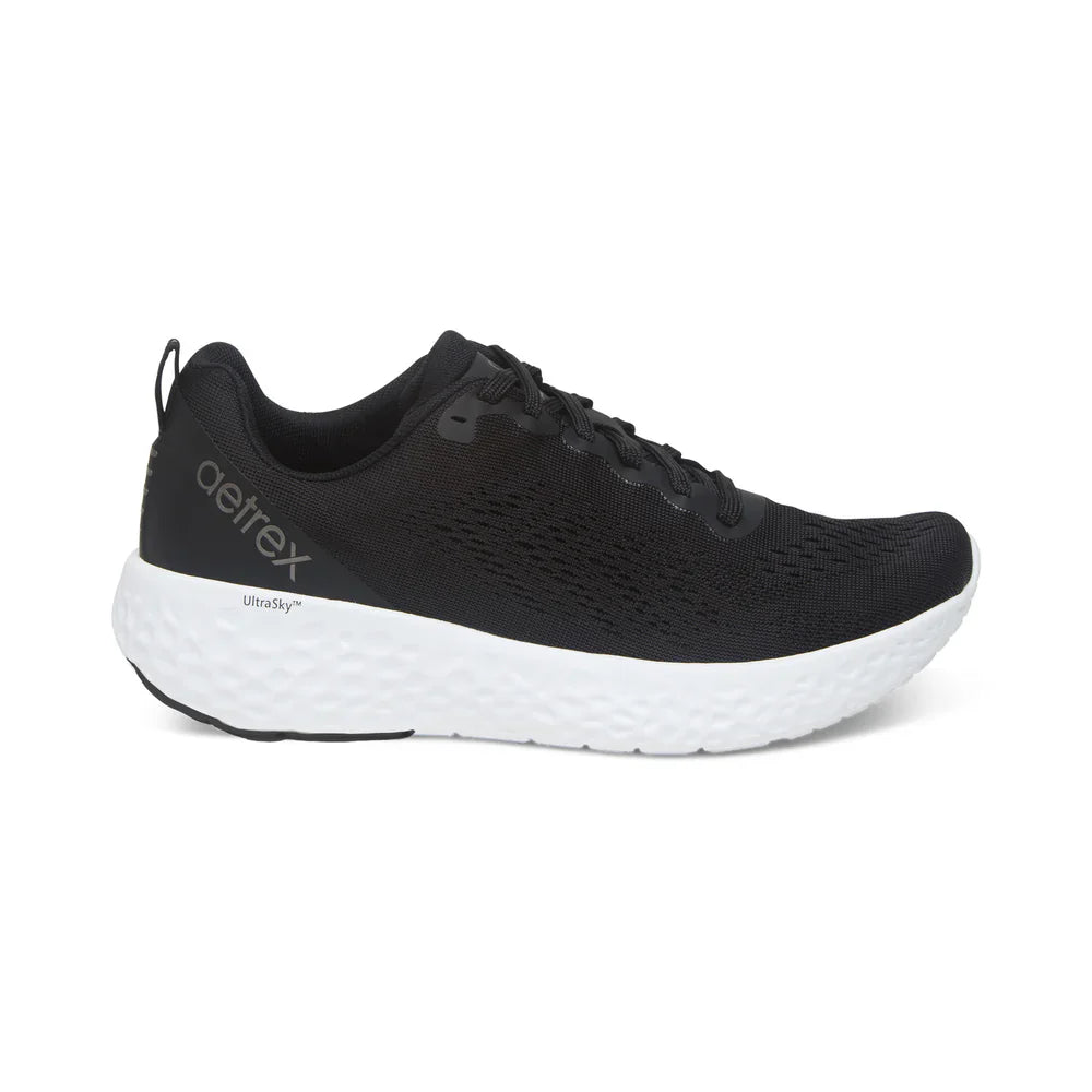 AETREX LADIES DANIKA LACE UP SPORTS SHOES WIDE AP100WW - BLACK - Sole Therapy
