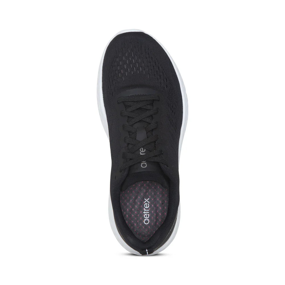 AETREX LADIES DANIKA LACE UP SPORTS SHOES WIDE AP100WW - BLACK - Sole Therapy