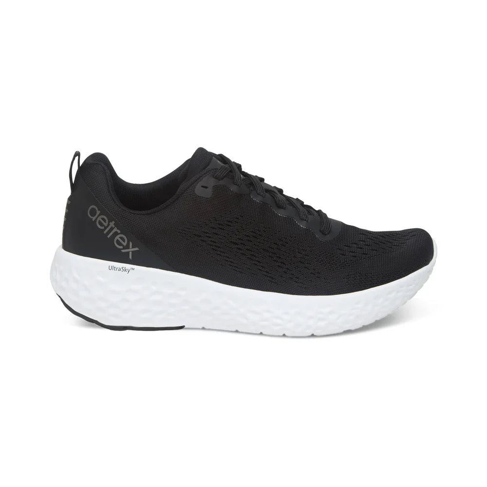AETREX LADIES DANIKA LACE UP SPORTS SHOES WIDE AP100WW - BLACK - Sole Therapy