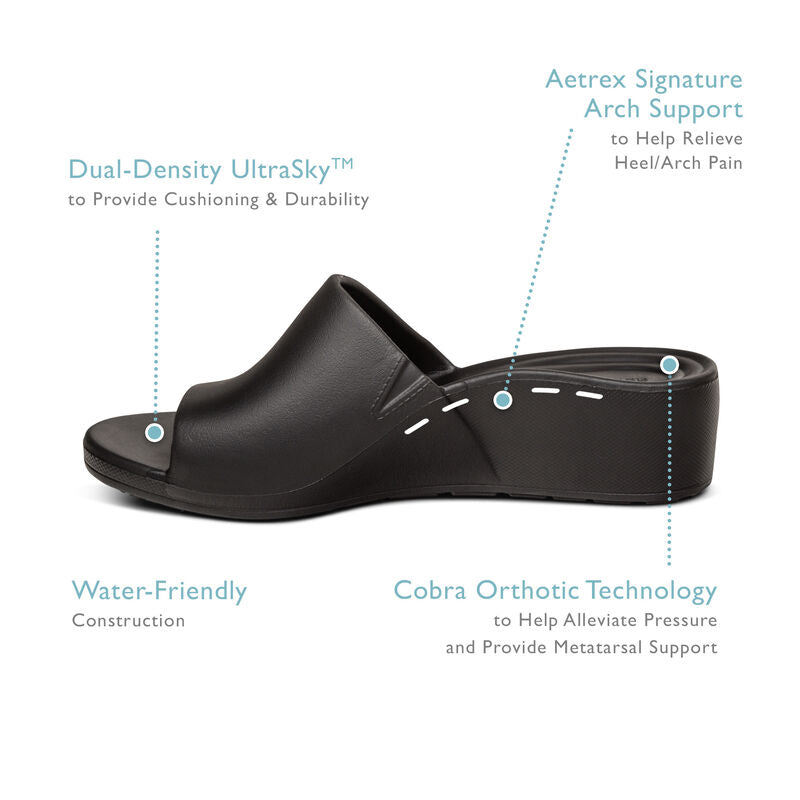 AETREX LADIES JAMIE WEDGE SANDALS  IVORY - Sole Therapy