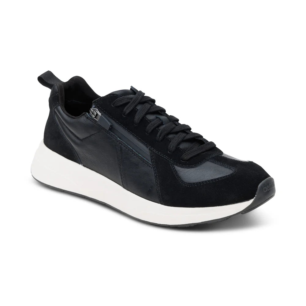 AETREX MENS MILES LACE UP SNEAKERS BLACK - Sole Therapy