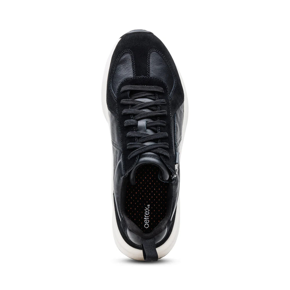 AETREX MENS MILES LACE UP SNEAKERS BLACK - Sole Therapy