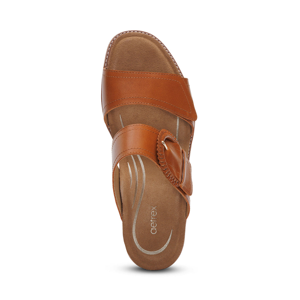 AETREX TATIANA BLOCK WEDGE COGNAC - Sole Therapy