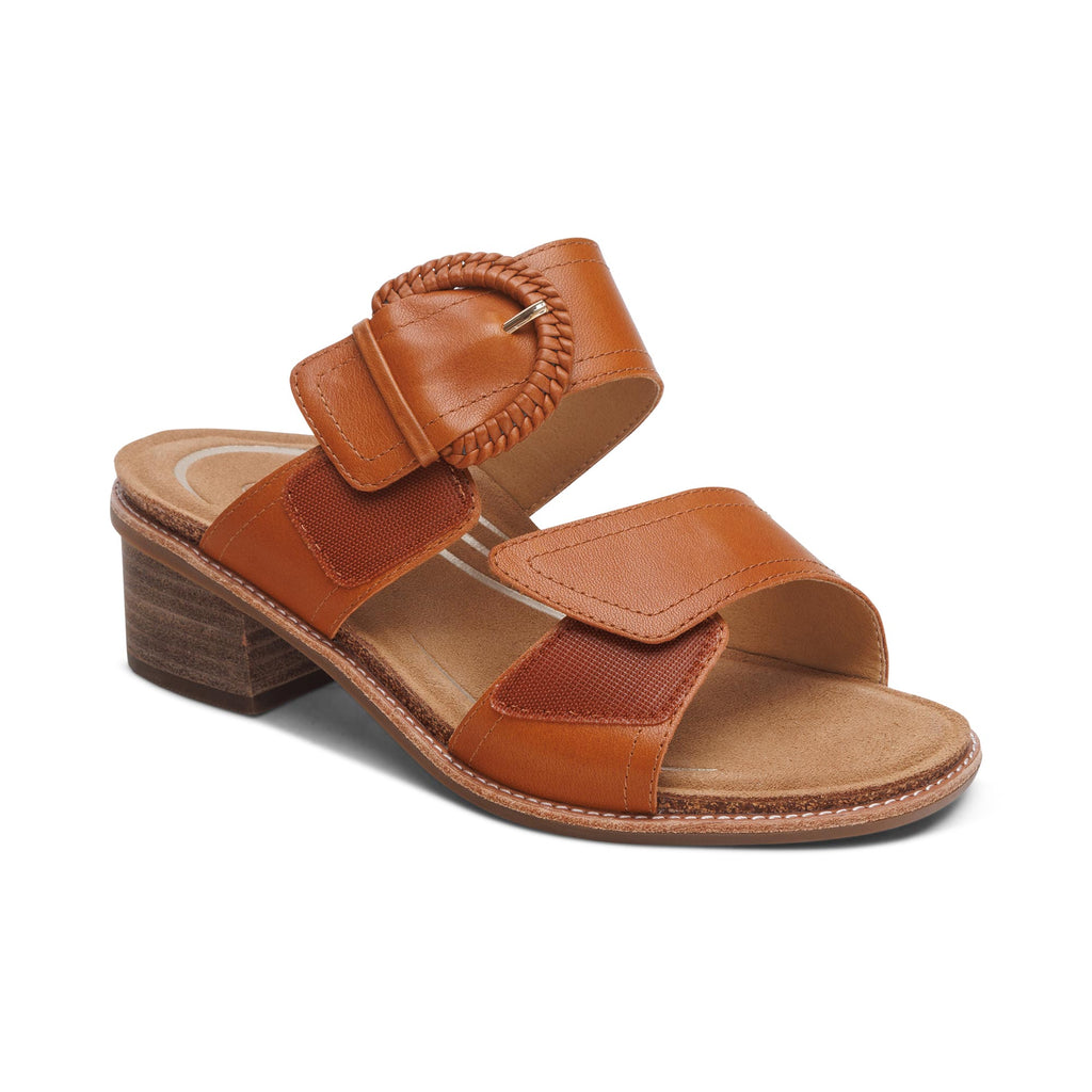 AETREX TATIANA BLOCK WEDGE COGNAC - Sole Therapy