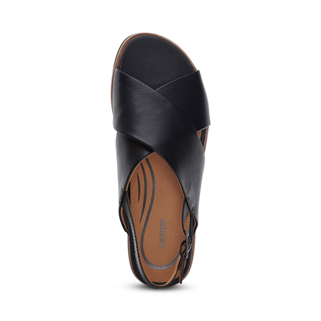 AETREX THEA PLATFORM SANDAL  BLACK - Sole Therapy