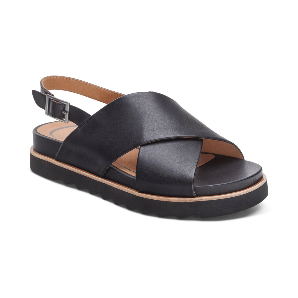 AETREX THEA PLATFORM SANDAL  BLACK - Sole Therapy