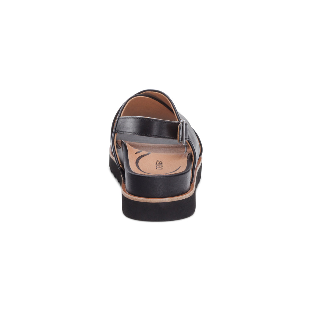 AETREX THEA PLATFORM SANDAL  BLACK - Sole Therapy