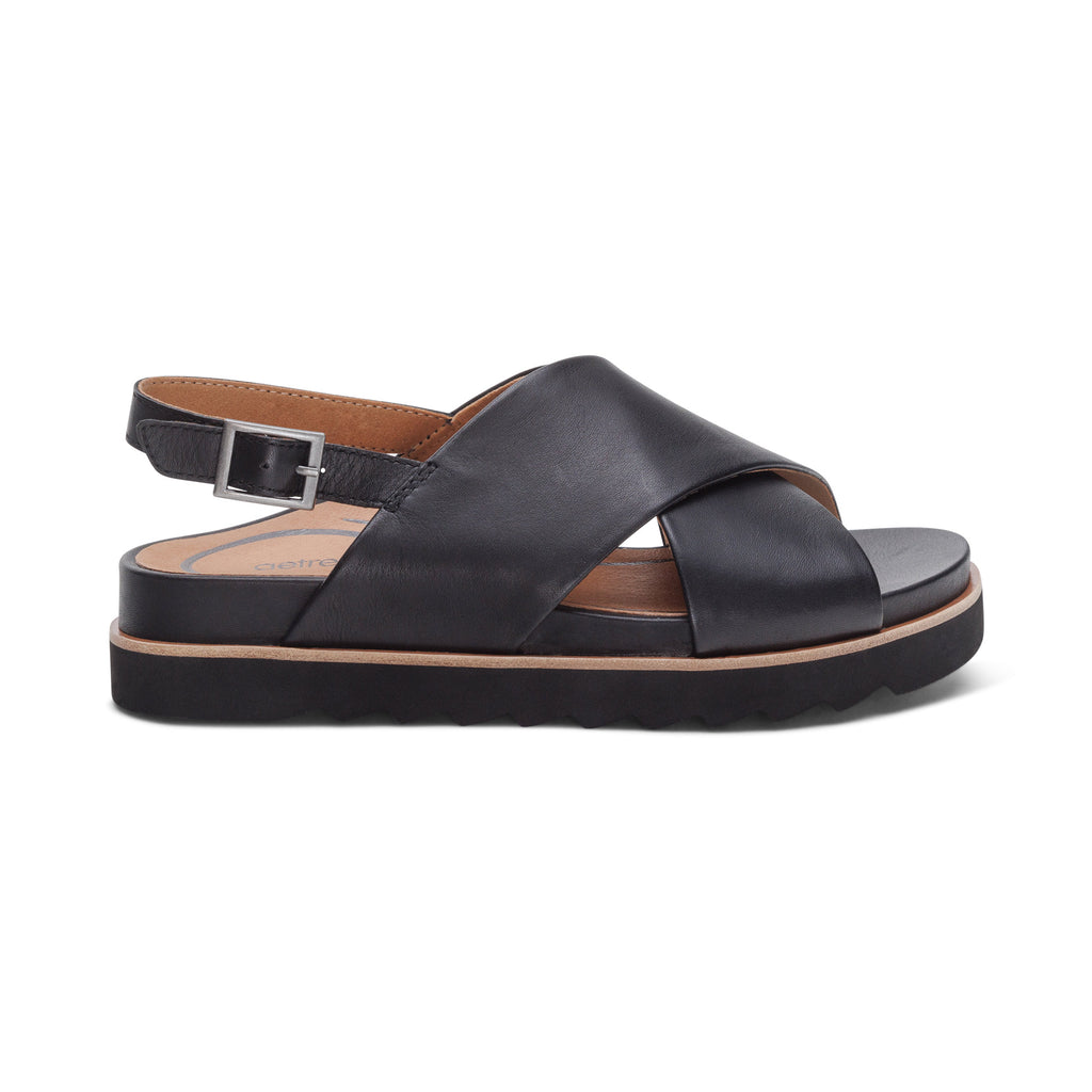 AETREX THEA PLATFORM SANDAL  BLACK - Sole Therapy