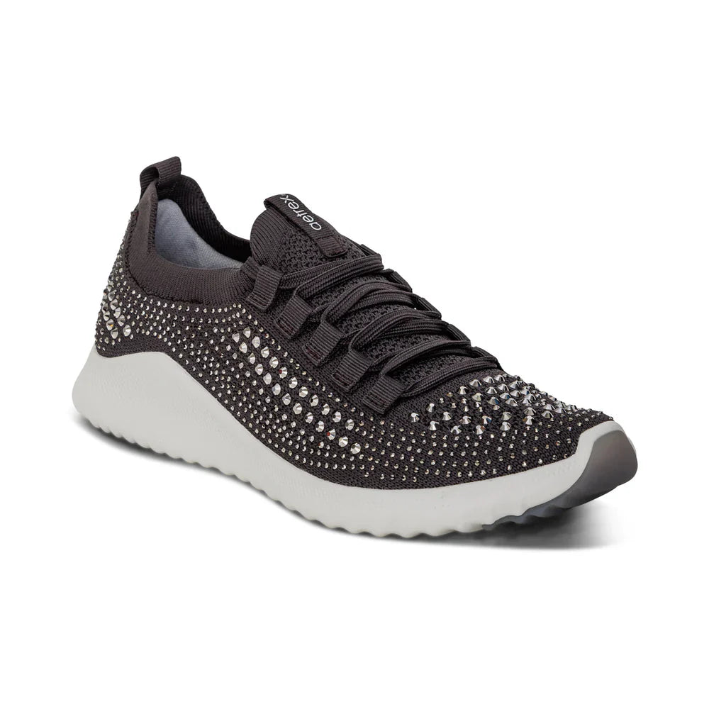 AETREX WOMEN'S SHOES CARLY SPARKLE LACE UP PEWTER - AS259W - Sole Therapy