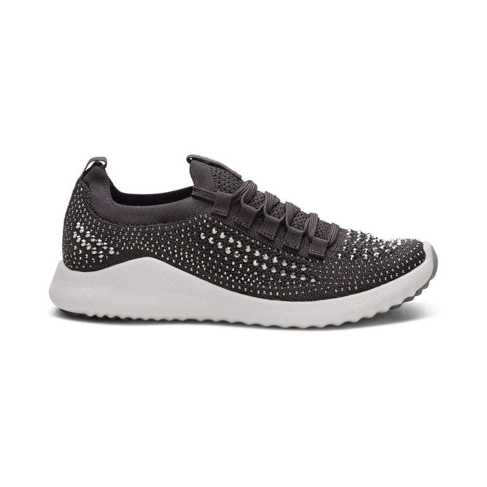 AETREX WOMEN'S SHOES CARLY SPARKLE LACE UP PEWTER - AS259W - Sole Therapy