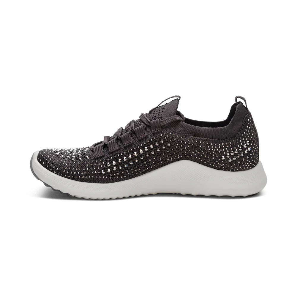 AETREX WOMEN'S SHOES CARLY SPARKLE LACE UP PEWTER - AS259W - Sole Therapy