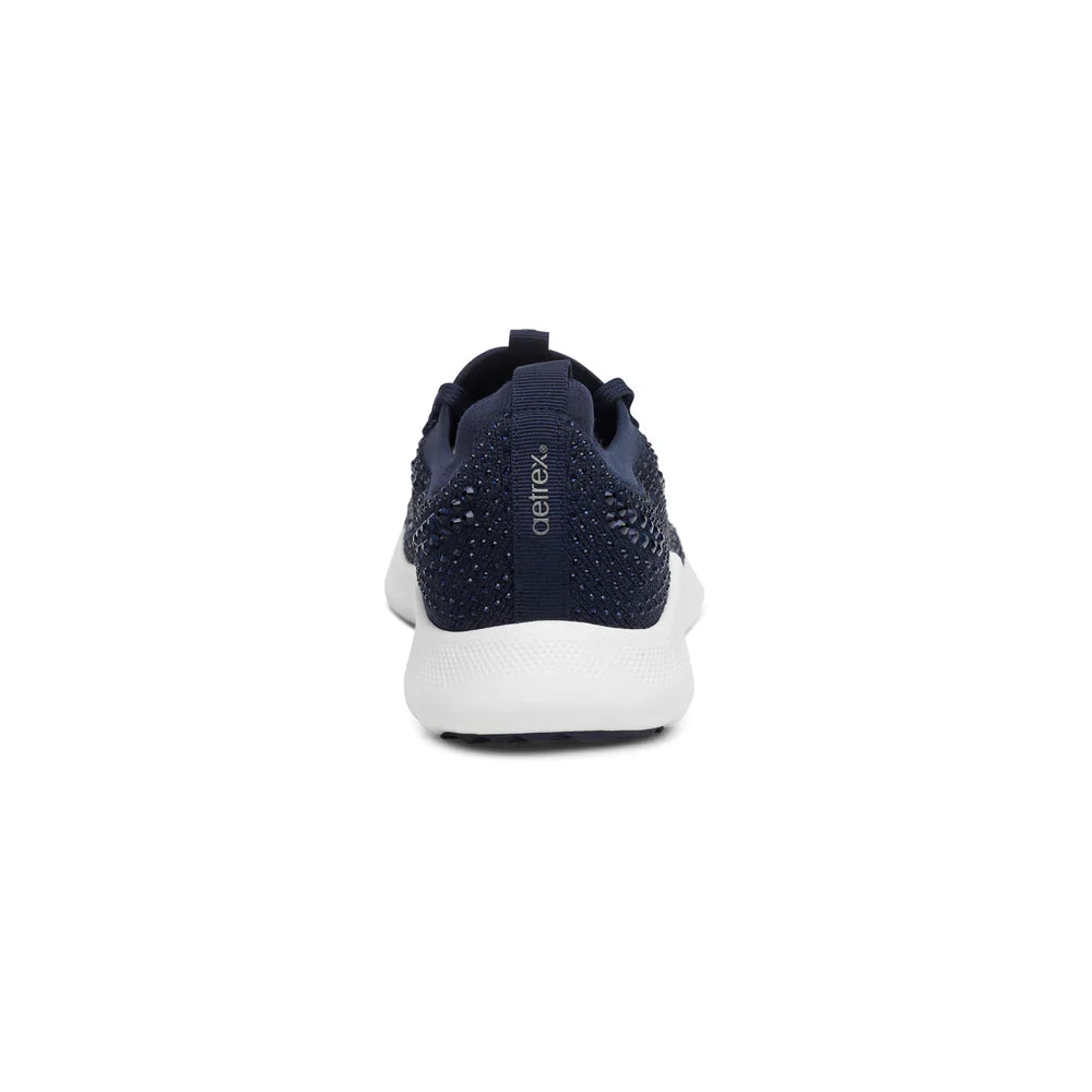 AETREX WOMEN'S SPORT SHOES CARLY SPARKLE LACE UP NAVY - AS255W - Sole Therapy