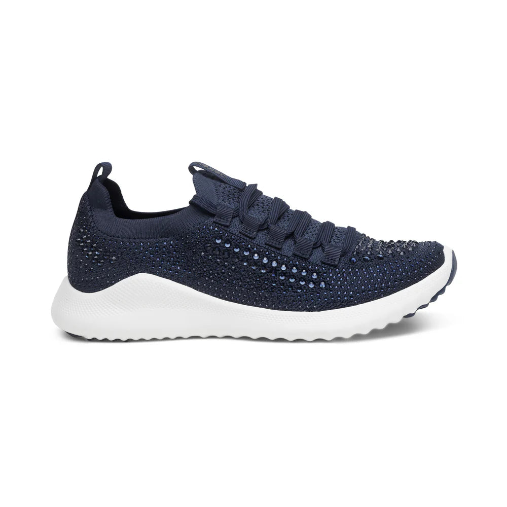 AETREX WOMEN'S SPORT SHOES CARLY SPARKLE LACE UP NAVY - Sole Therapy