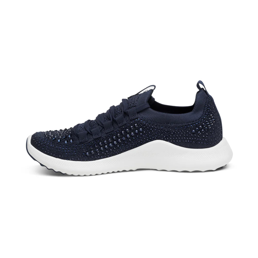 AETREX WOMEN'S SPORT SHOES CARLY SPARKLE LACE UP NAVY - Sole Therapy
