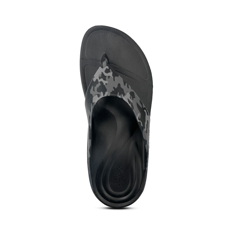 Aetrex Maui Orthotics Flips Men Charcoal Camo - Sole Therapy