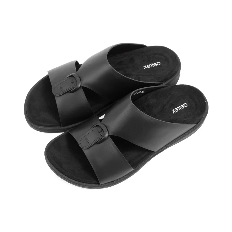 Aetrex Men's Hybrid Leather Sandals - Black - Aetrex Middle East