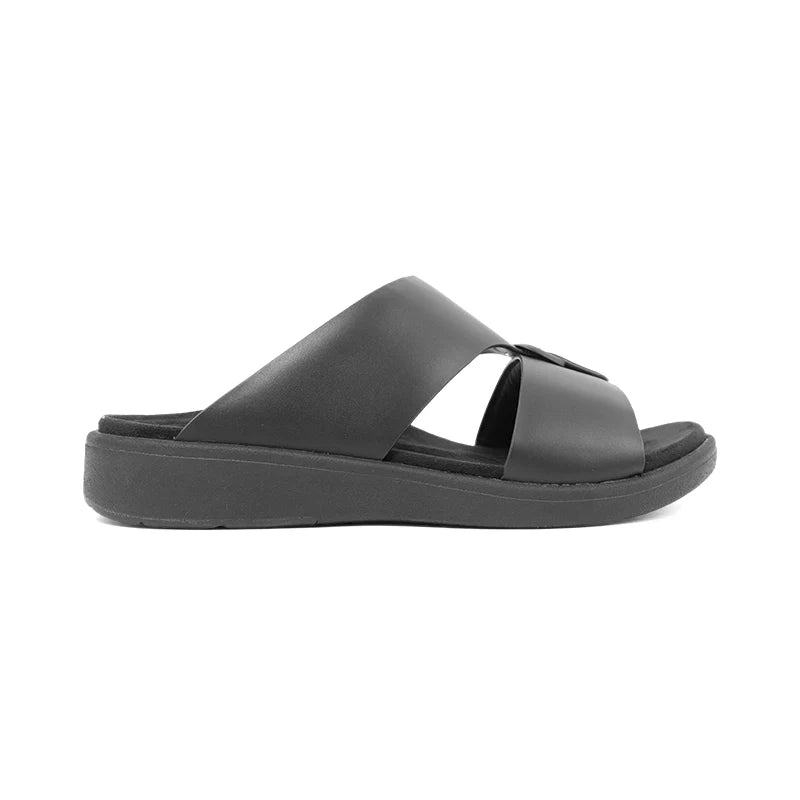 Aetrex Men's Hybrid Leather Sandals - Black - Sole Therapy