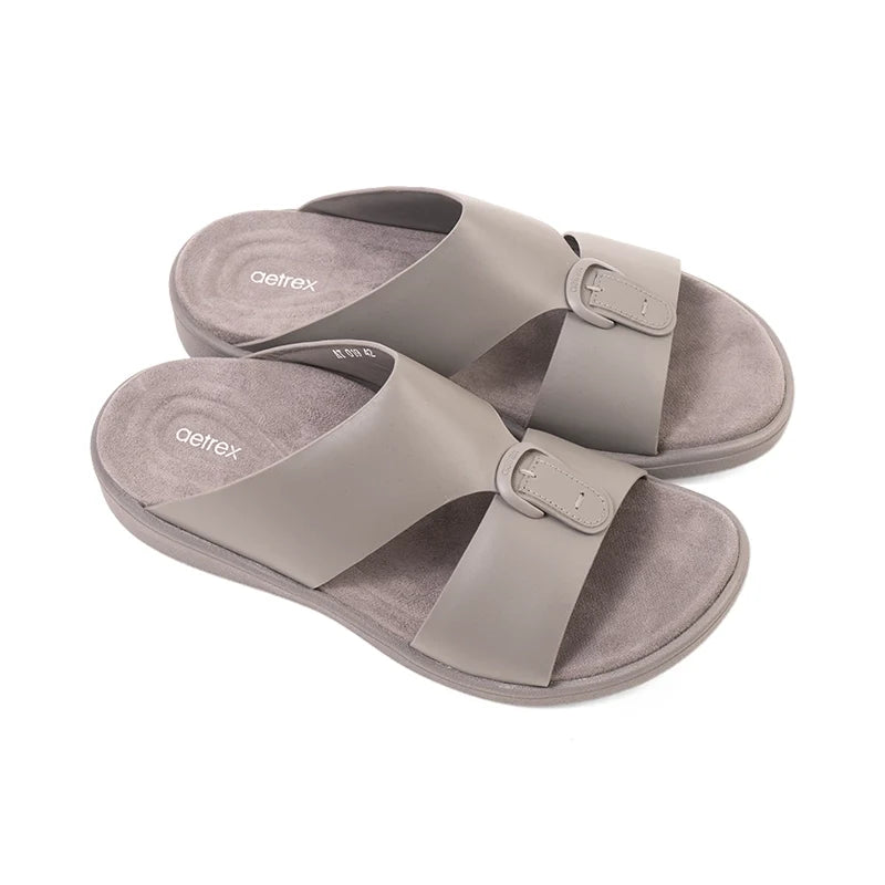 Aetrex Men's Hybrid Leather Sandals - Grey - Aetrex Middle East