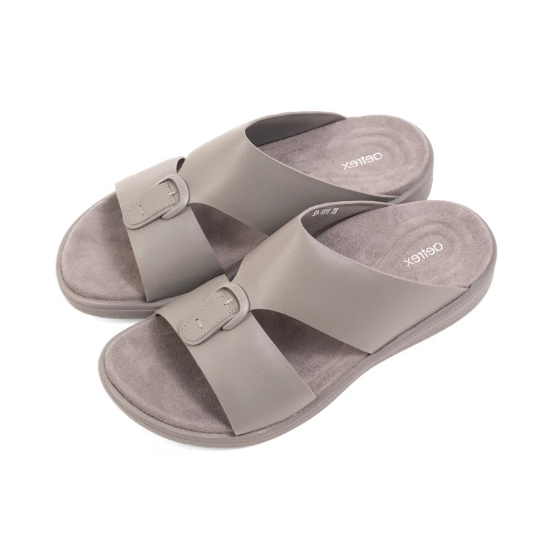 Aetrex Men's Hybrid Leather Sandals - Grey - Sole Therapy