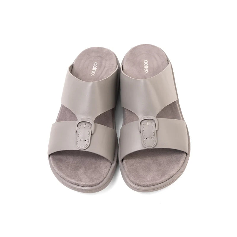 Aetrex Men's Hybrid Leather Sandals - Grey - Sole Therapy