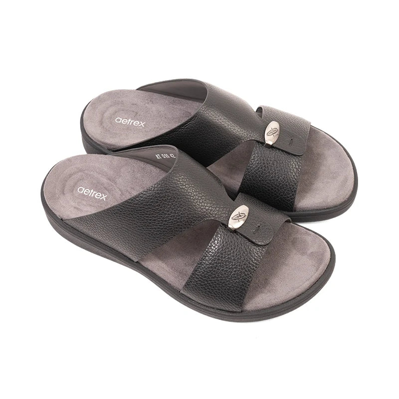 Aetrex Men's Orthopedic Hybrid Sandals - Black - Sole Therapy