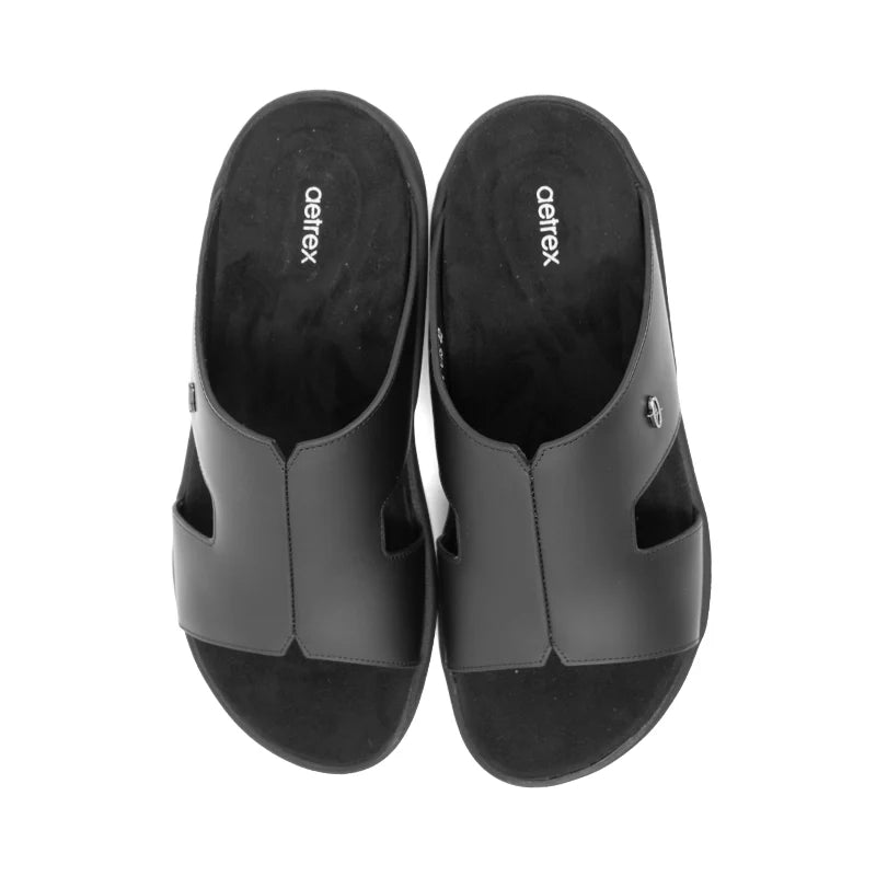 Aetrex Men's Orthotic Arch Support Suede Slide Sandals - Black - Aetrex Middle East