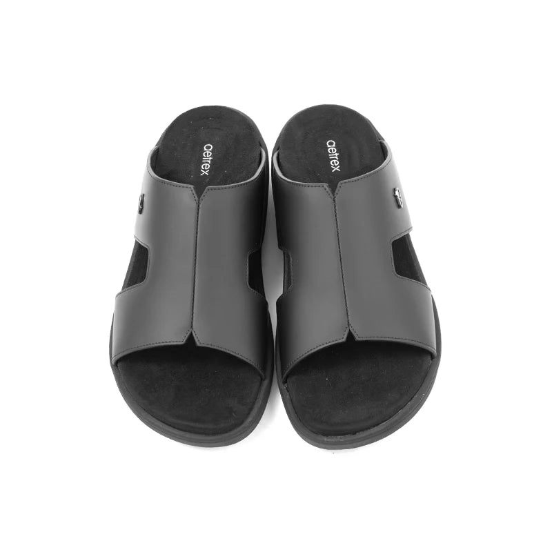 Aetrex Men's Orthotic Arch Support Suede Slide Sandals - Black - Sole Therapy