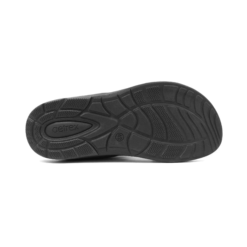 Aetrex Men's Orthotic Arch Support Suede Slide Sandals - Black - Sole Therapy