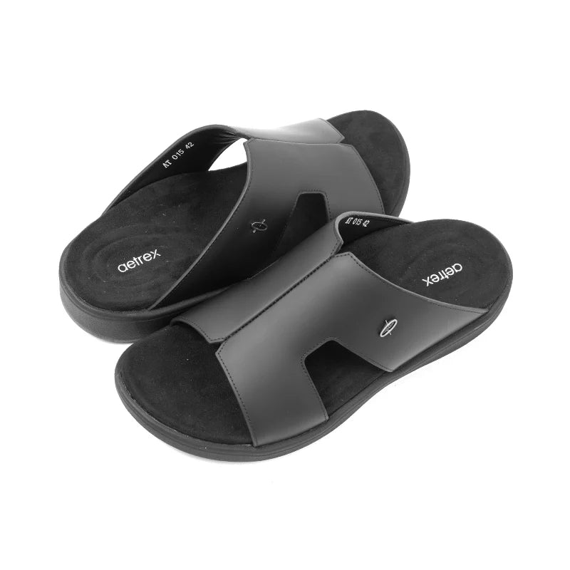 Aetrex Men's Orthotic Arch Support Suede Slide Sandals - Black - Sole Therapy