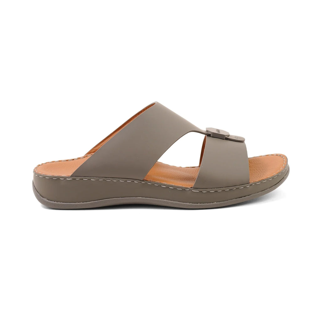 Aetrex Men's Orthotics Arch Support Leather Slides - Grey - Sole Therapy