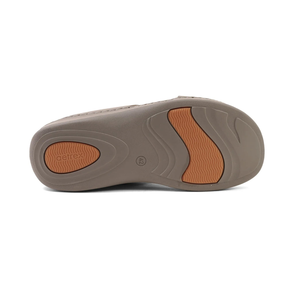 Aetrex Men's Orthotics Arch Support Leather Slides - Grey - Sole Therapy