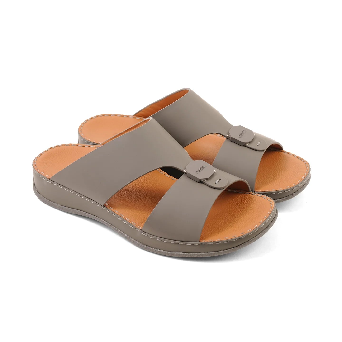 Aetrex Men's Orthotics Arch Support Leather Slides - Grey - Sole Therapy