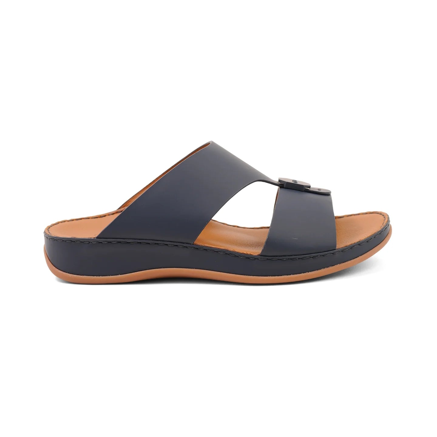 Aetrex Men's Orthotics Arch Support Leather Slides - Navy - Sole Therapy