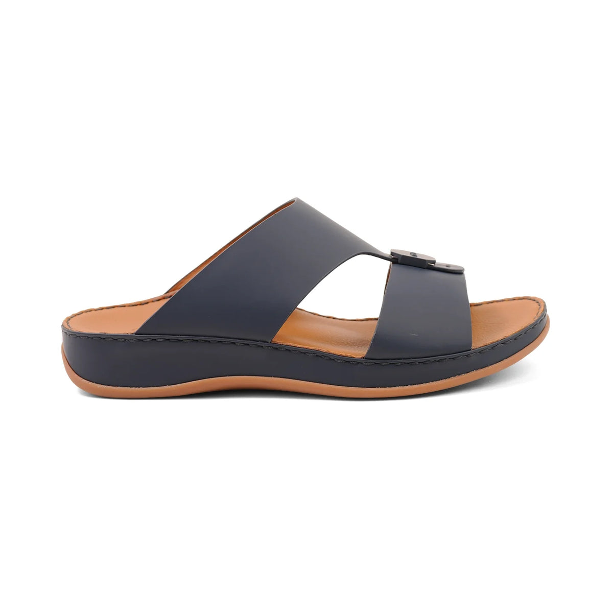 Aetrex Men's Orthotics Arch Support Leather Slides - Navy - Sole Therapy