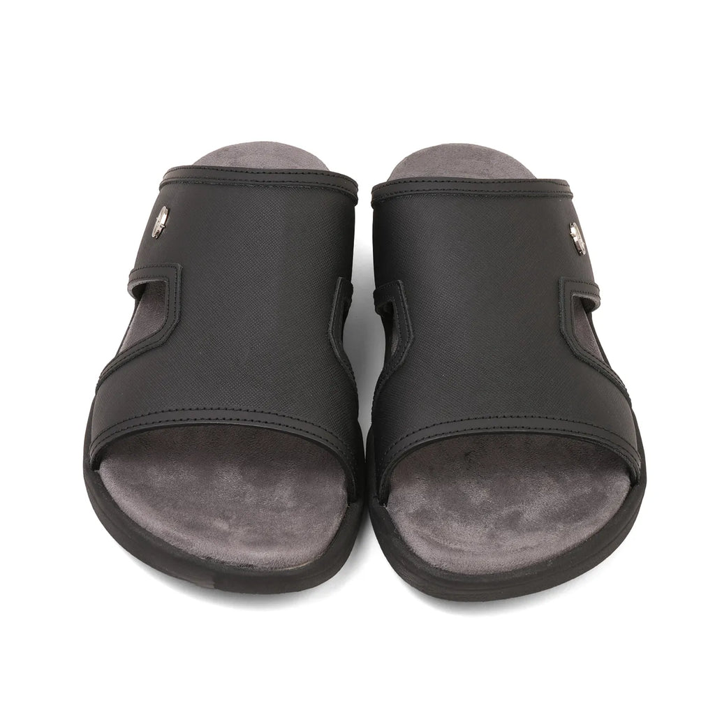 Aetrex Men's Suede Foot Bed Leather Sandals Black - Sole Therapy