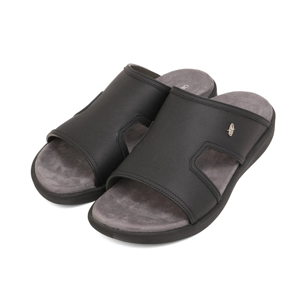 Aetrex Men's Suede Foot Bed Leather Sandals Black - Sole Therapy