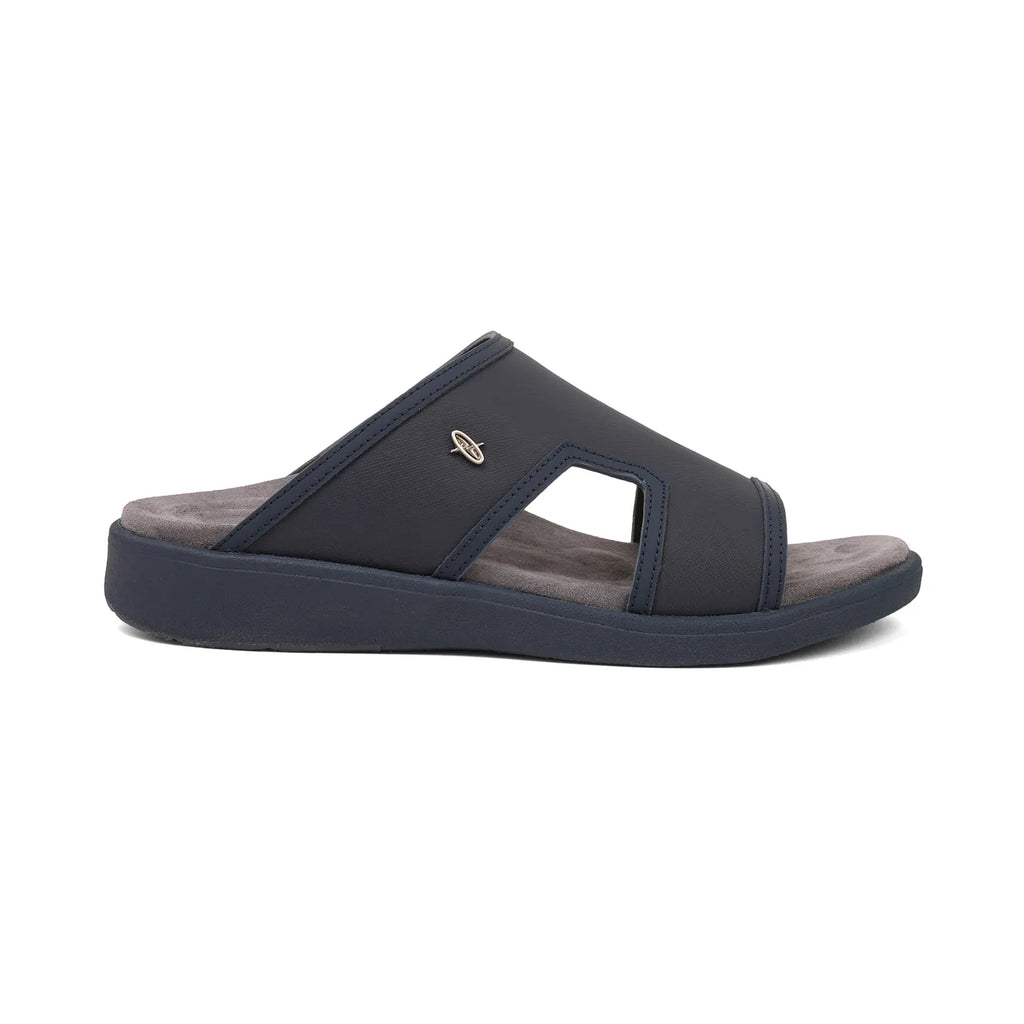 Aetrex Men's Suede Foot Bed Leather Sandals Navy - Sole Therapy