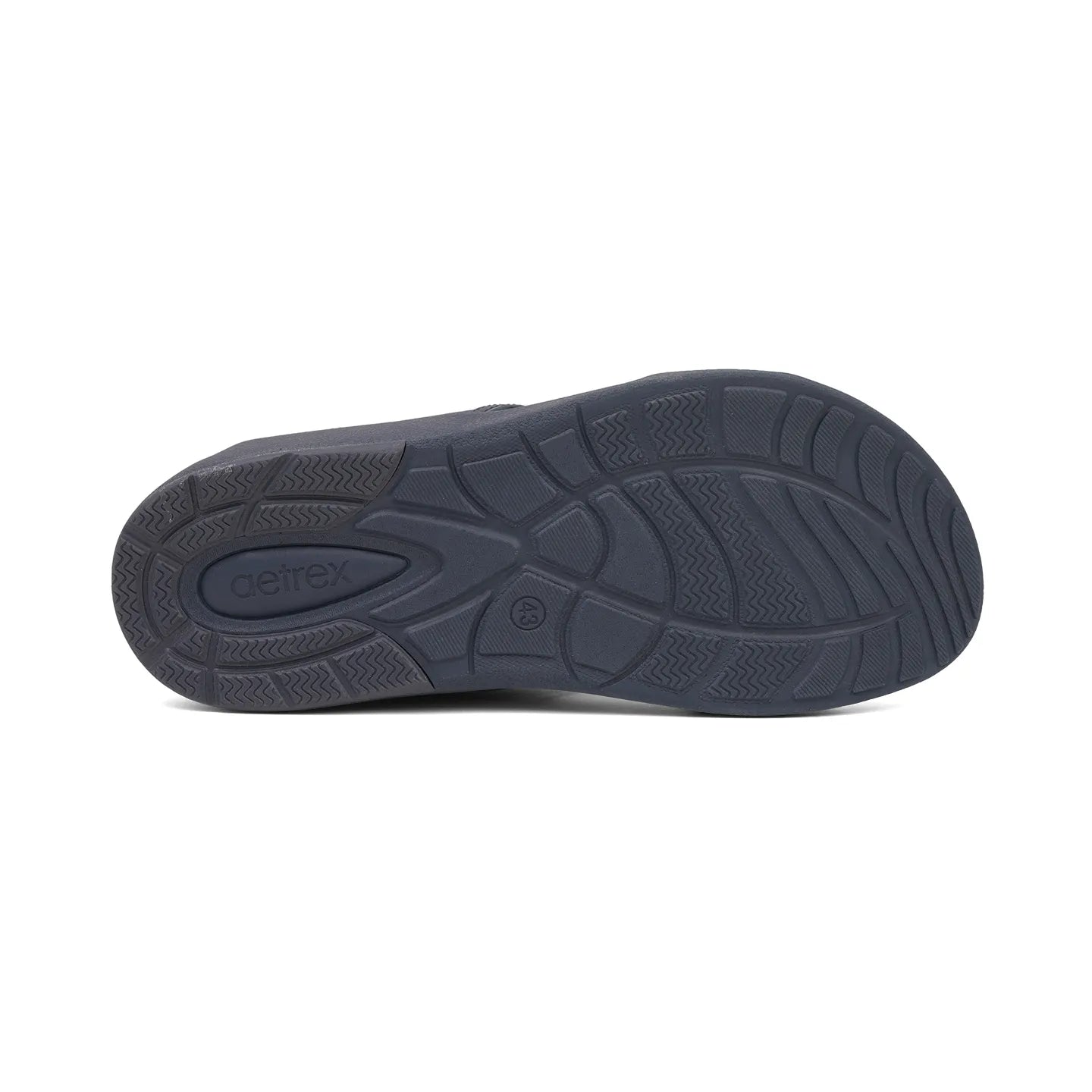 Aetrex Men's Suede Foot Bed Leather Sandals Navy - Sole Therapy