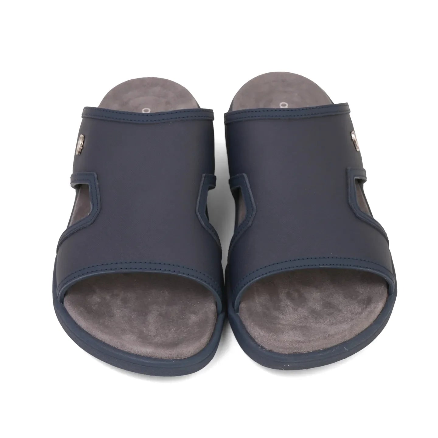 Aetrex Men's Suede Foot Bed Leather Sandals Navy - Sole Therapy