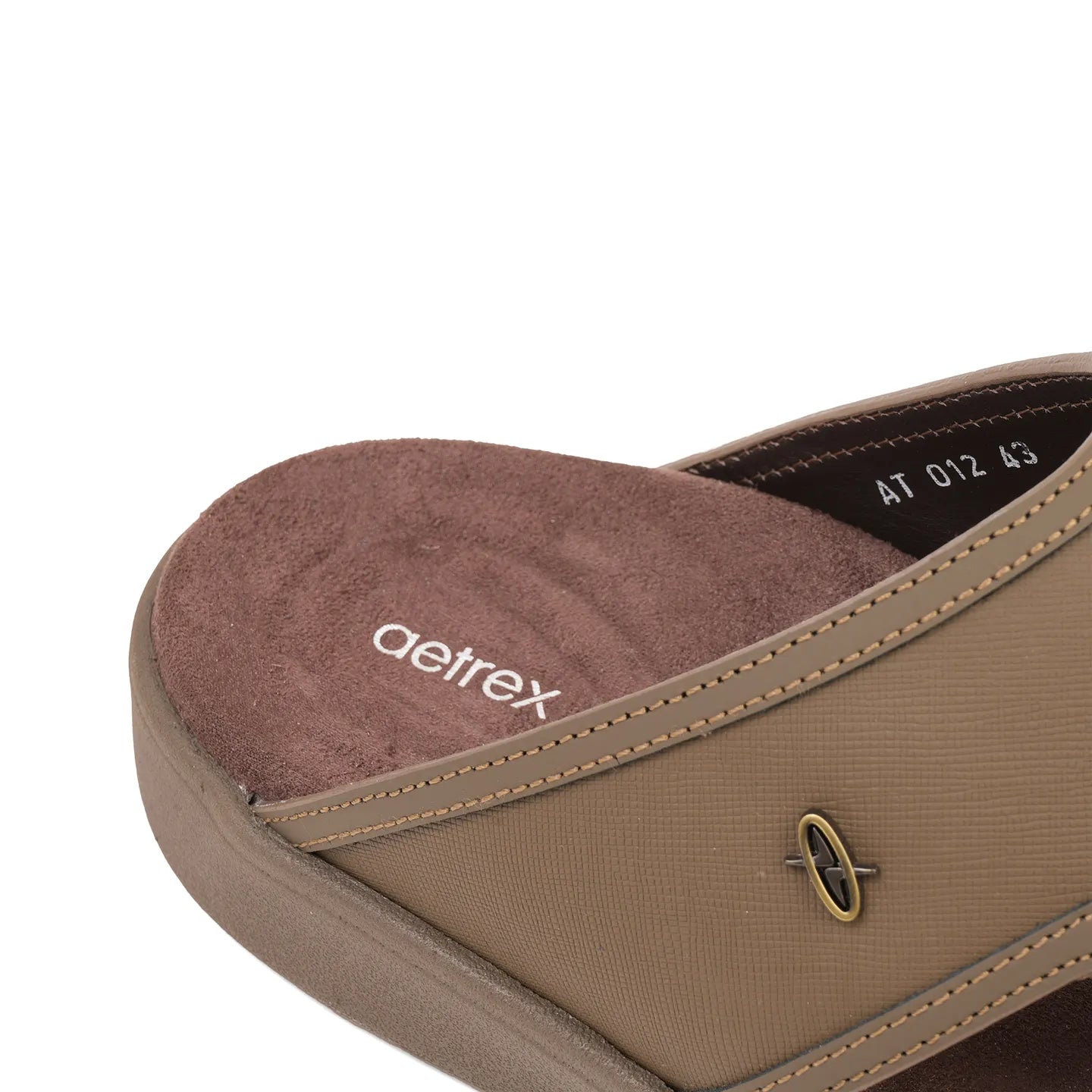 Aetrex Men's Suede Foot Bed Leather Sandals Truffle - Sole Therapy